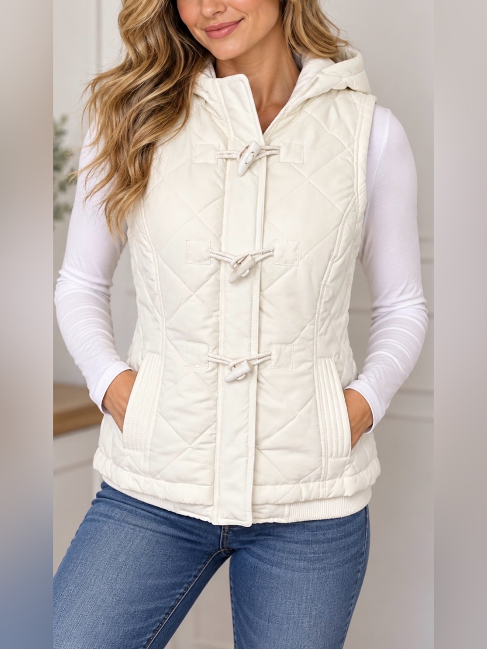 Sonoma Women's Hooded Quilted Insulated Vest Size Small